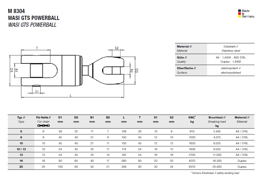 WASI Powerball - Anchor/Chain Connector